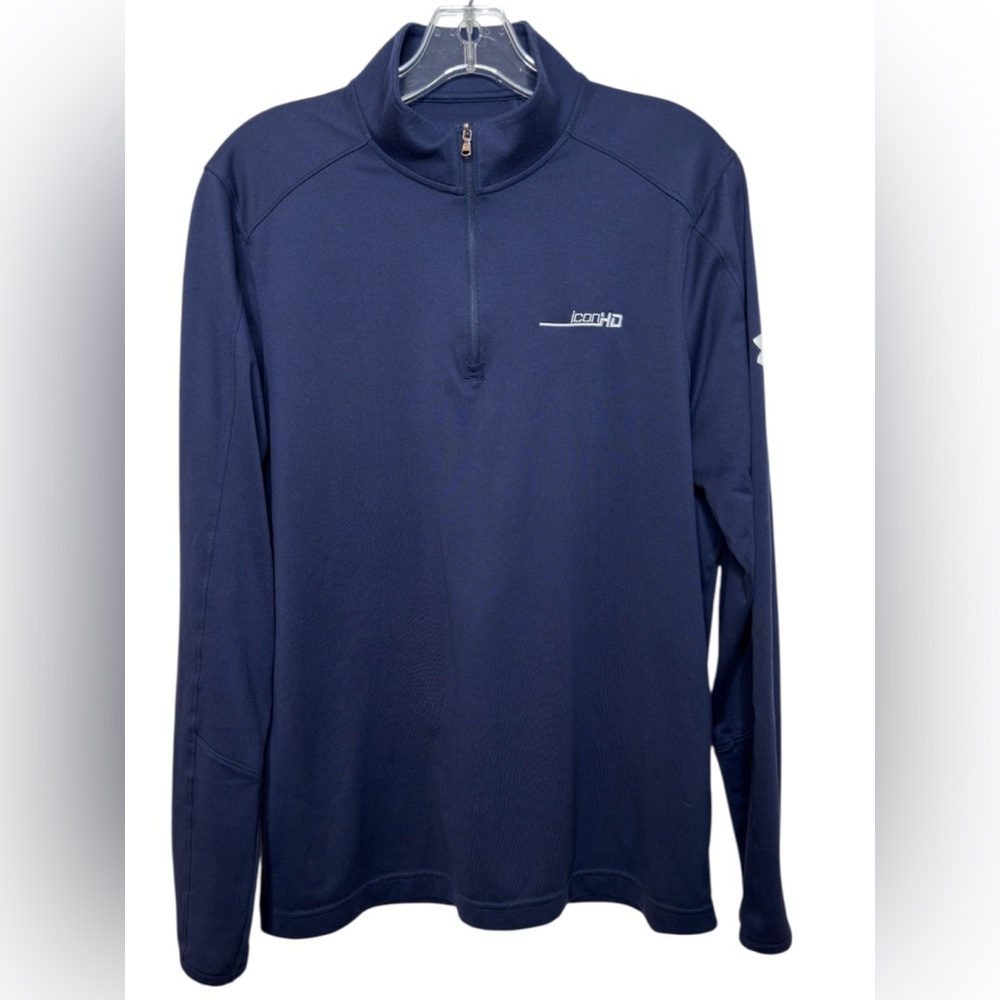 Under Armour Men’s  Navy HeatGear 1/4 Zip Long Sleeve Pullover Medium EUC